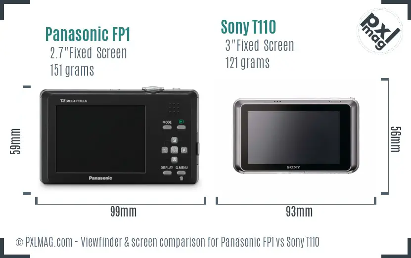 Panasonic FP1 vs Sony T110 Screen and Viewfinder comparison