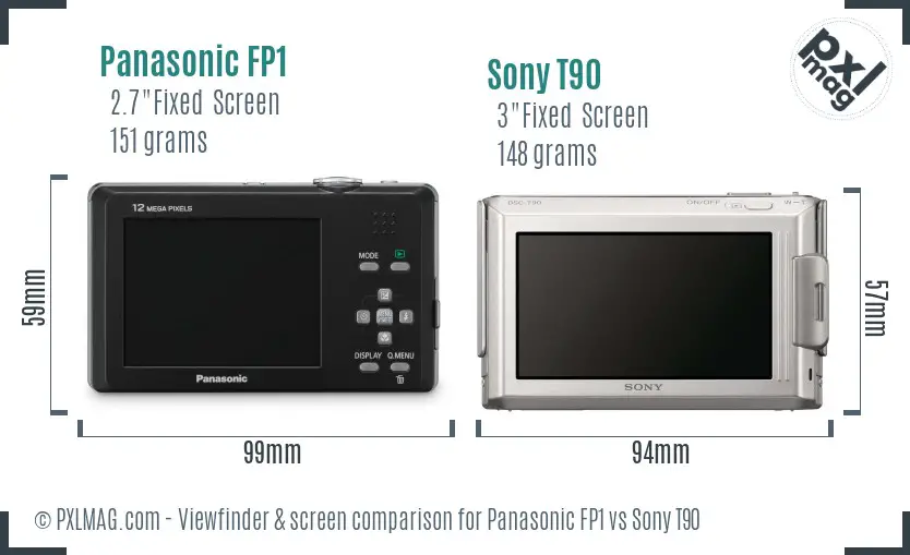 Panasonic FP1 vs Sony T90 Screen and Viewfinder comparison