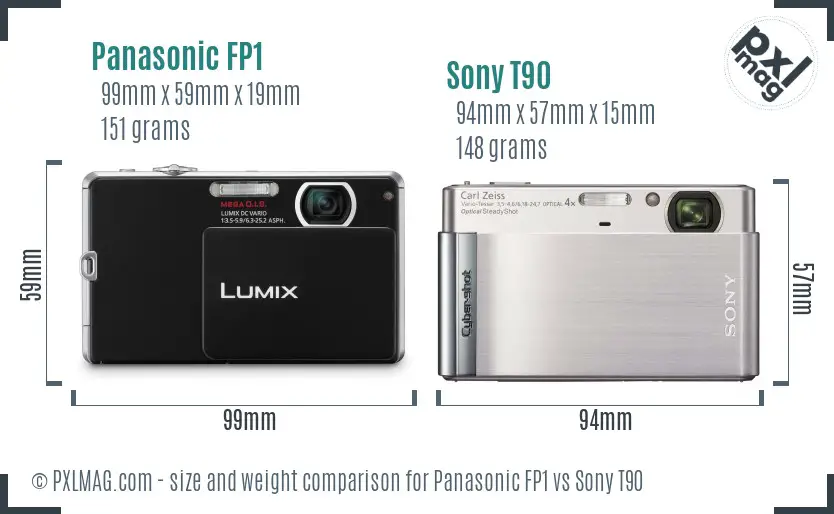 Panasonic FP1 vs Sony T90 size comparison