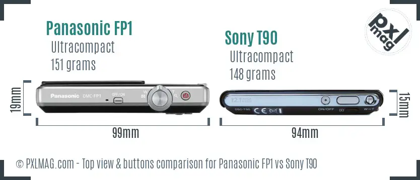 Panasonic FP1 vs Sony T90 top view buttons comparison