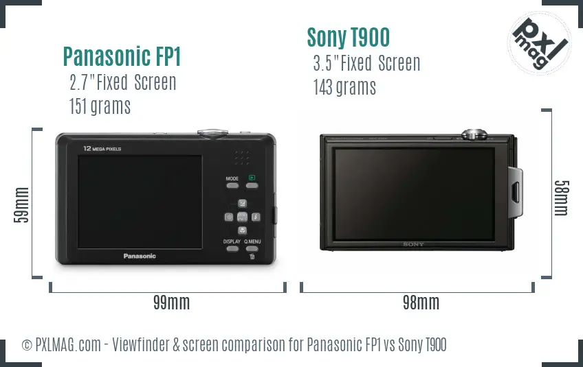 Panasonic FP1 vs Sony T900 Screen and Viewfinder comparison