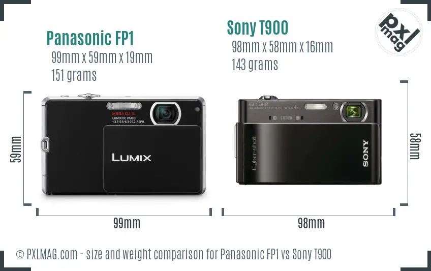 Panasonic FP1 vs Sony T900 size comparison