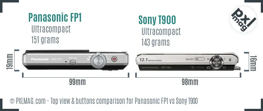 Panasonic FP1 vs Sony T900 top view buttons comparison