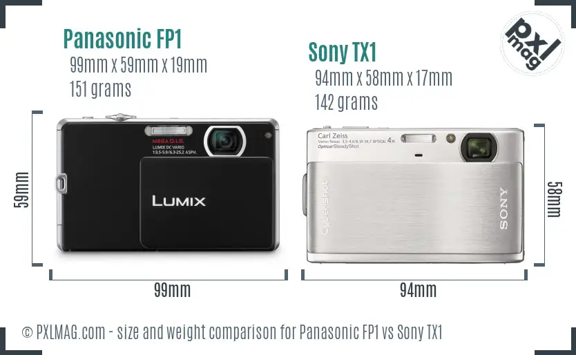 Panasonic FP1 vs Sony TX1 size comparison