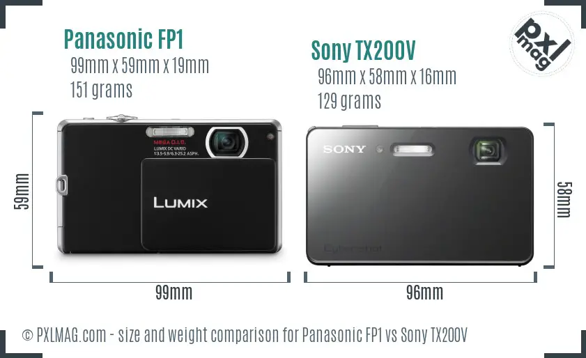 Panasonic FP1 vs Sony TX200V size comparison