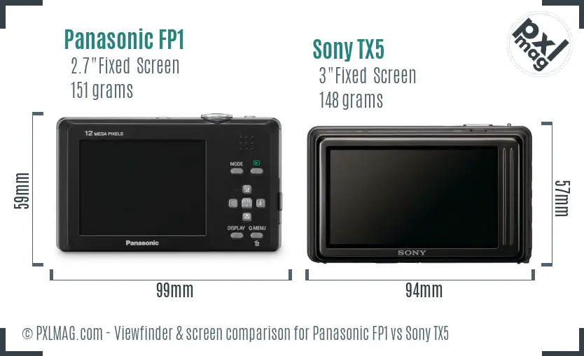 Panasonic FP1 vs Sony TX5 Screen and Viewfinder comparison