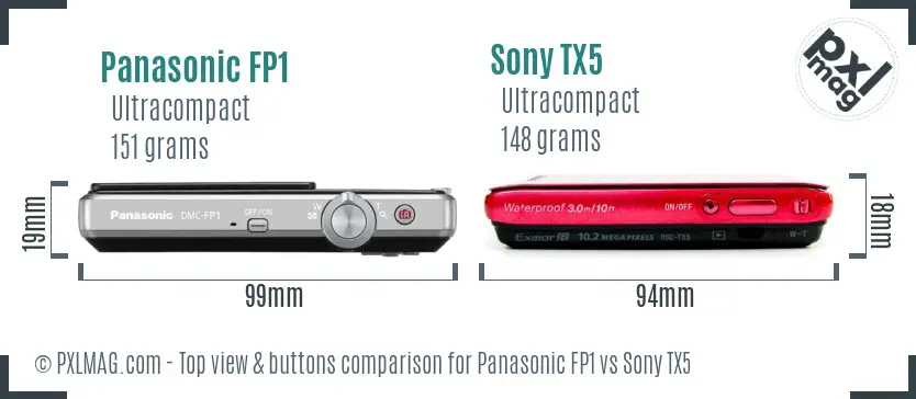 Panasonic FP1 vs Sony TX5 top view buttons comparison