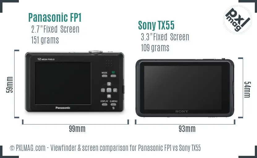 Panasonic FP1 vs Sony TX55 Screen and Viewfinder comparison