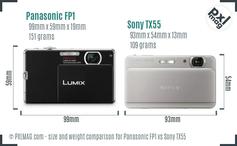 Panasonic FP1 vs Sony TX55 size comparison