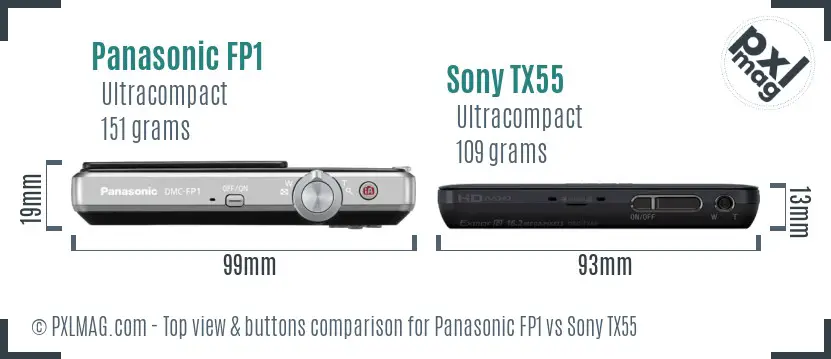 Panasonic FP1 vs Sony TX55 top view buttons comparison