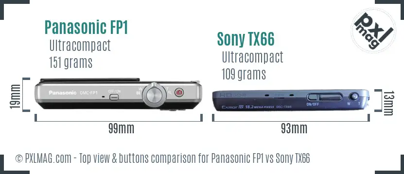 Panasonic FP1 vs Sony TX66 top view buttons comparison