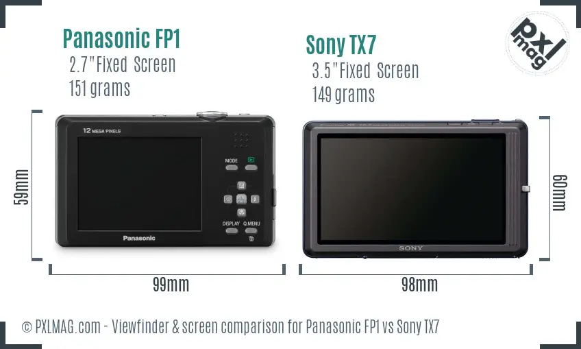 Panasonic FP1 vs Sony TX7 Screen and Viewfinder comparison