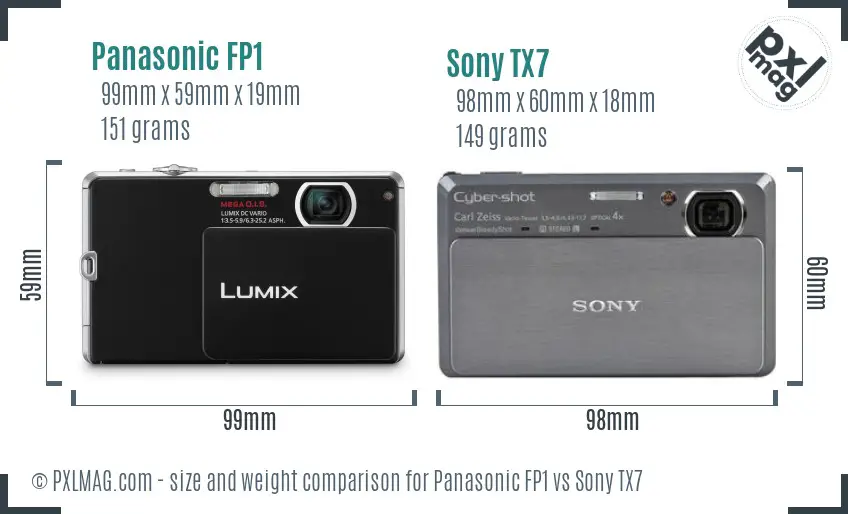 Panasonic FP1 vs Sony TX7 size comparison