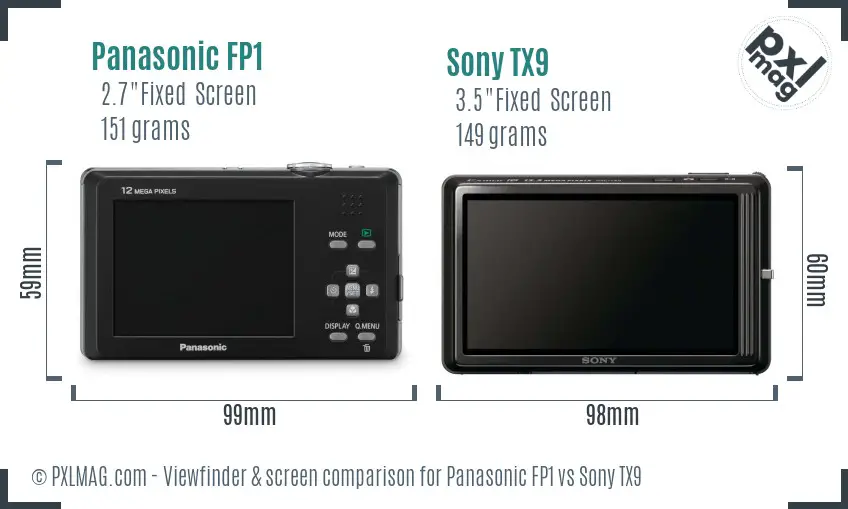 Panasonic FP1 vs Sony TX9 Screen and Viewfinder comparison