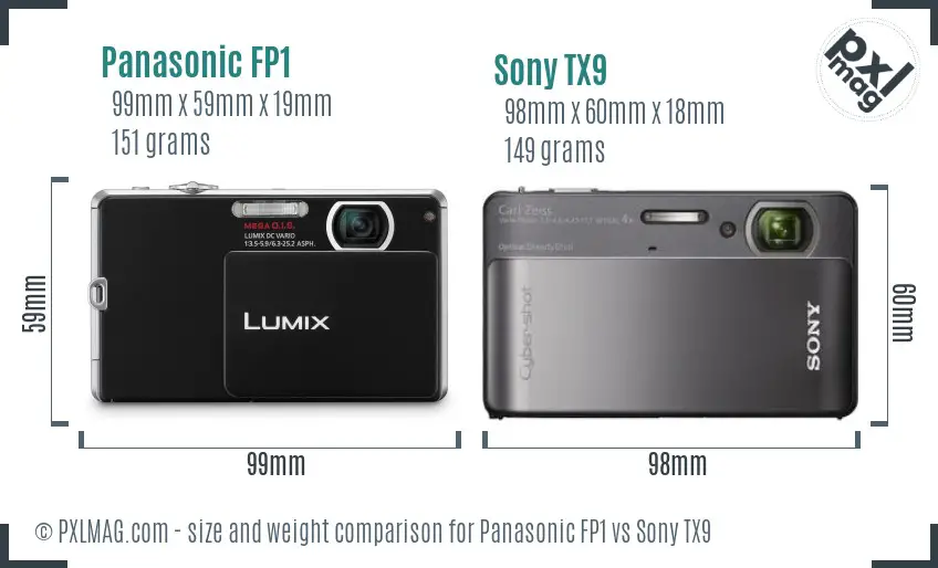 Panasonic FP1 vs Sony TX9 size comparison