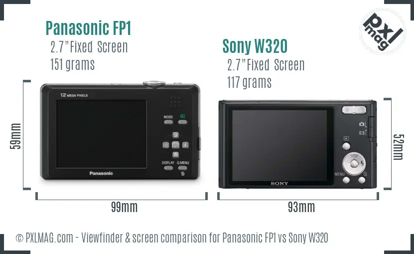 Panasonic FP1 vs Sony W320 Screen and Viewfinder comparison