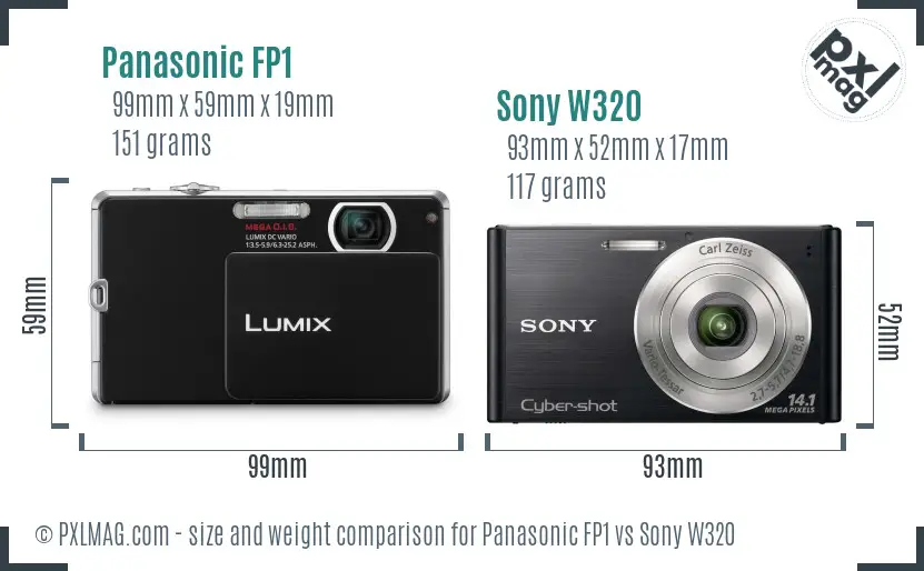 Panasonic FP1 vs Sony W320 size comparison