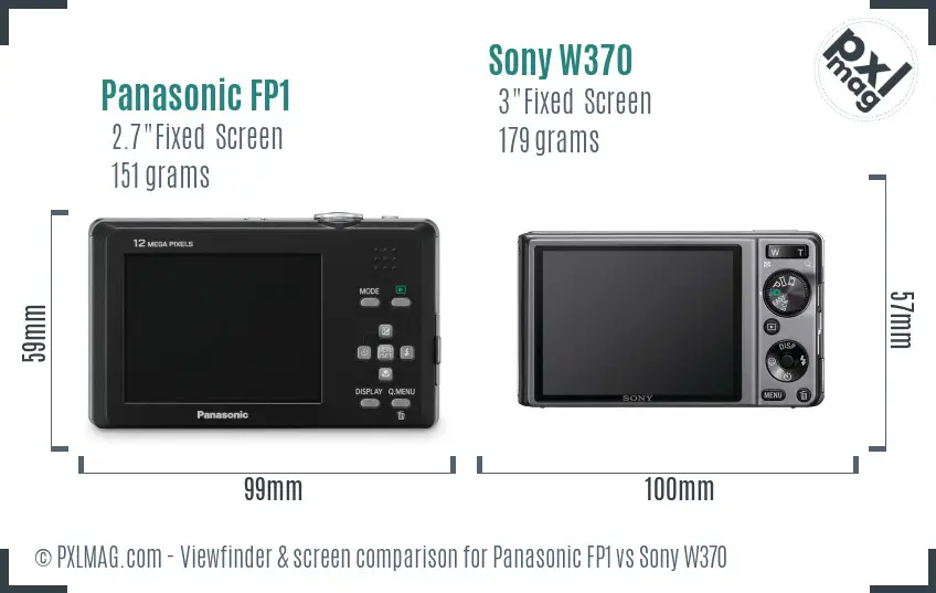 Panasonic FP1 vs Sony W370 Screen and Viewfinder comparison