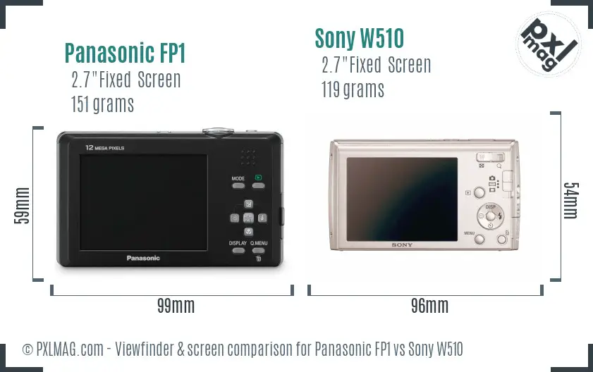 Panasonic FP1 vs Sony W510 Screen and Viewfinder comparison