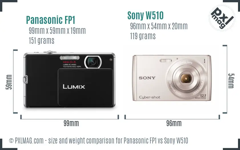 Panasonic FP1 vs Sony W510 size comparison