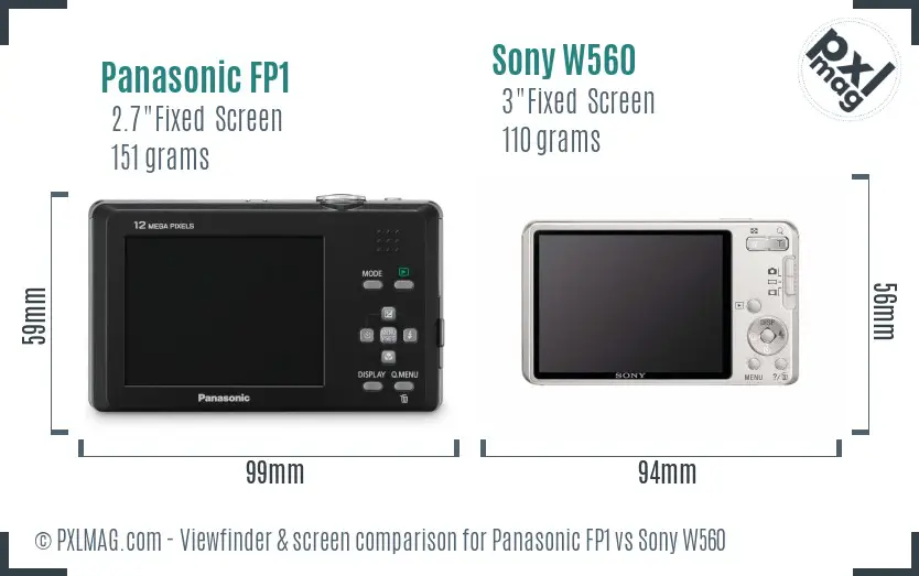 Panasonic FP1 vs Sony W560 Screen and Viewfinder comparison