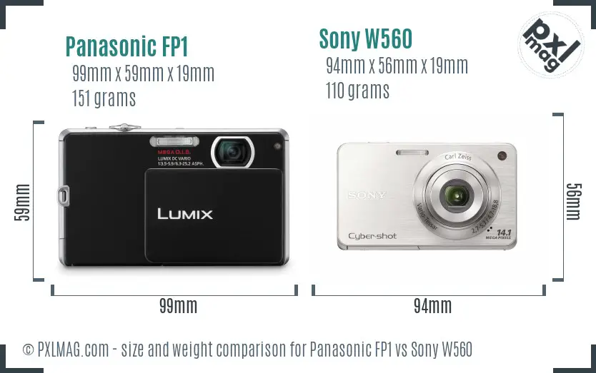 Panasonic FP1 vs Sony W560 size comparison