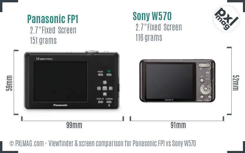Panasonic FP1 vs Sony W570 Screen and Viewfinder comparison