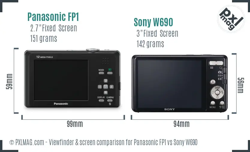 Panasonic FP1 vs Sony W690 Screen and Viewfinder comparison