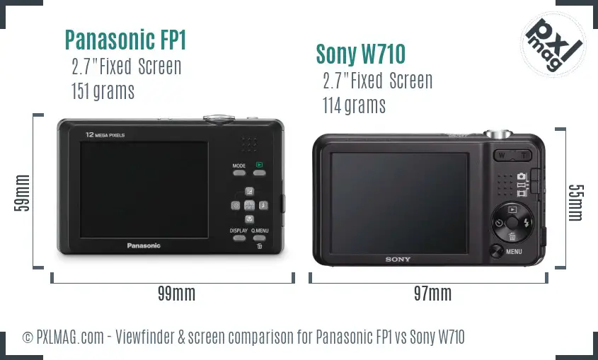 Panasonic FP1 vs Sony W710 Screen and Viewfinder comparison