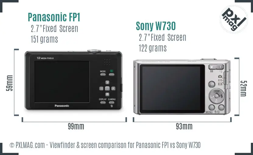 Panasonic FP1 vs Sony W730 Screen and Viewfinder comparison