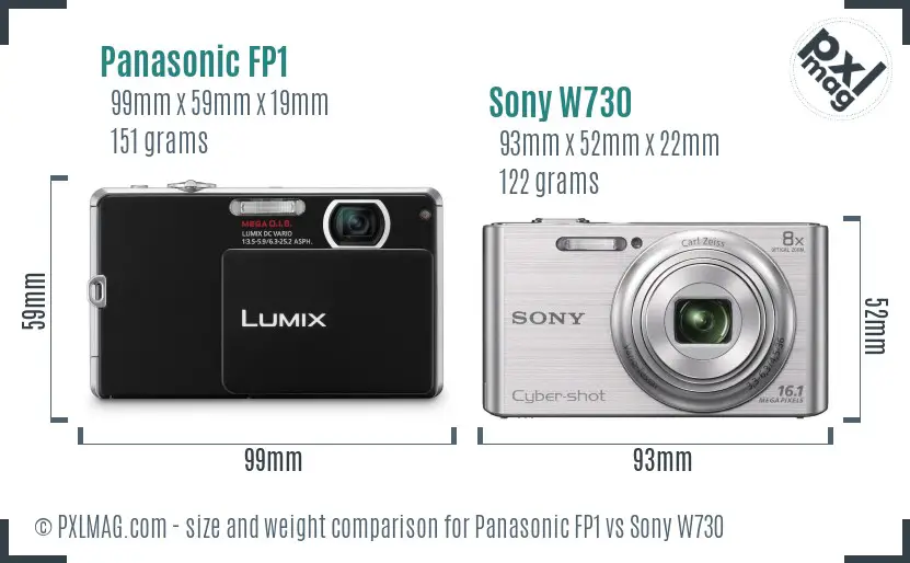 Panasonic FP1 vs Sony W730 size comparison