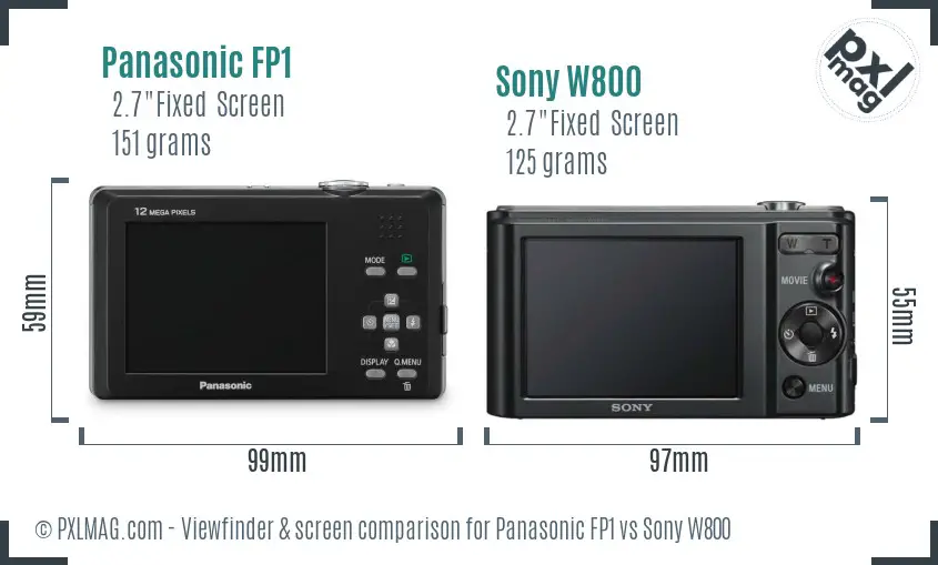 Panasonic FP1 vs Sony W800 Screen and Viewfinder comparison