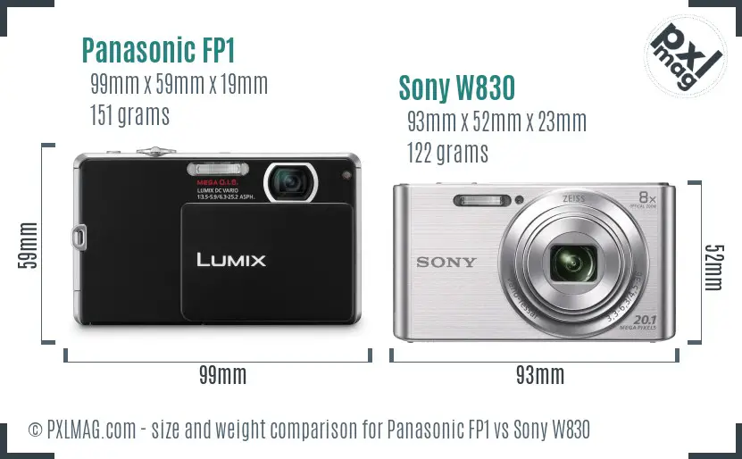 Panasonic FP1 vs Sony W830 size comparison