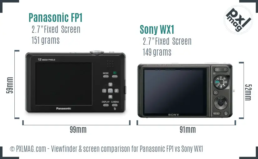 Panasonic FP1 vs Sony WX1 Screen and Viewfinder comparison