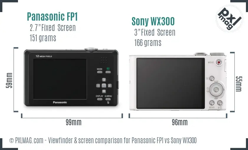 Panasonic FP1 vs Sony WX300 Screen and Viewfinder comparison