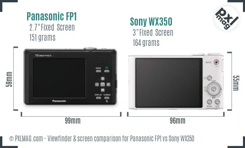 Panasonic FP1 vs Sony WX350 Screen and Viewfinder comparison