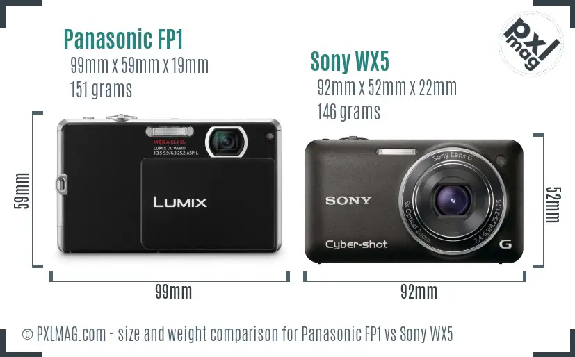 Panasonic FP1 vs Sony WX5 size comparison