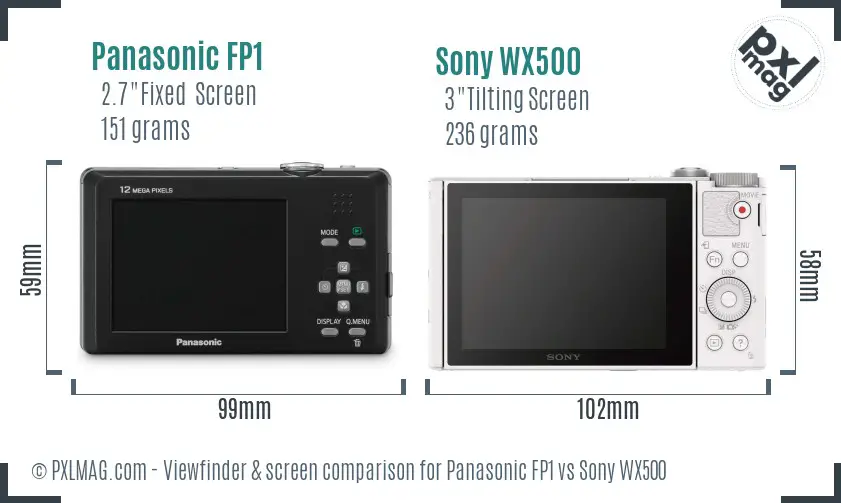 Panasonic FP1 vs Sony WX500 Screen and Viewfinder comparison