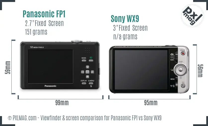 Panasonic FP1 vs Sony WX9 Screen and Viewfinder comparison