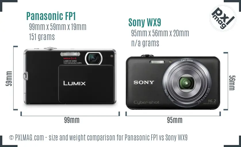 Panasonic FP1 vs Sony WX9 size comparison