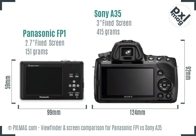 Panasonic FP1 vs Sony A35 Screen and Viewfinder comparison