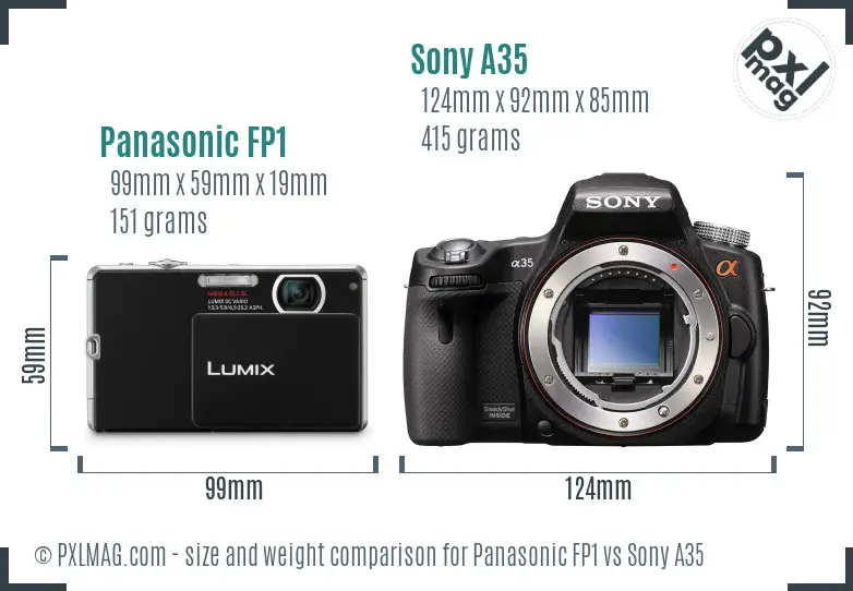 Panasonic FP1 vs Sony A35 size comparison