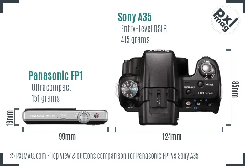 Panasonic FP1 vs Sony A35 top view buttons comparison