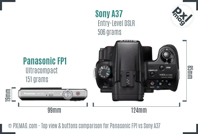 Panasonic FP1 vs Sony A37 top view buttons comparison