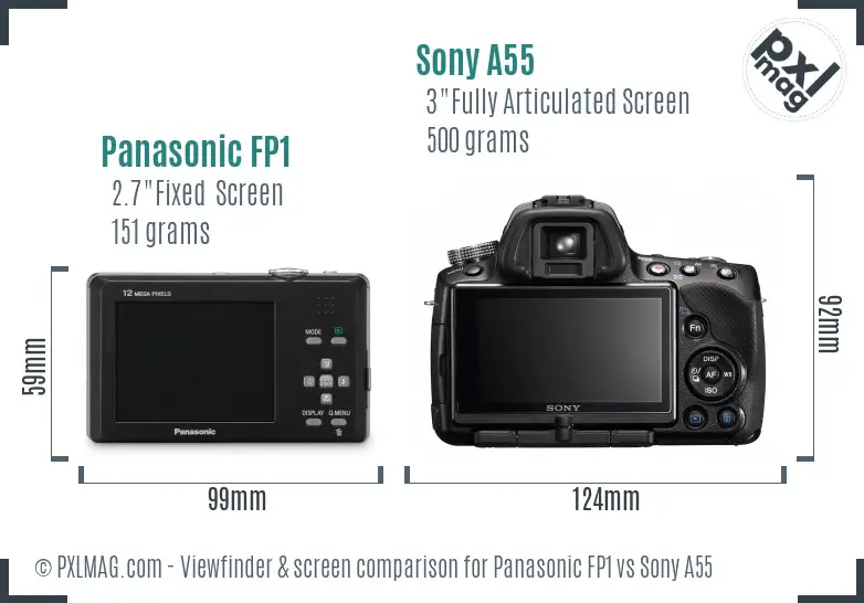 Panasonic FP1 vs Sony A55 Screen and Viewfinder comparison