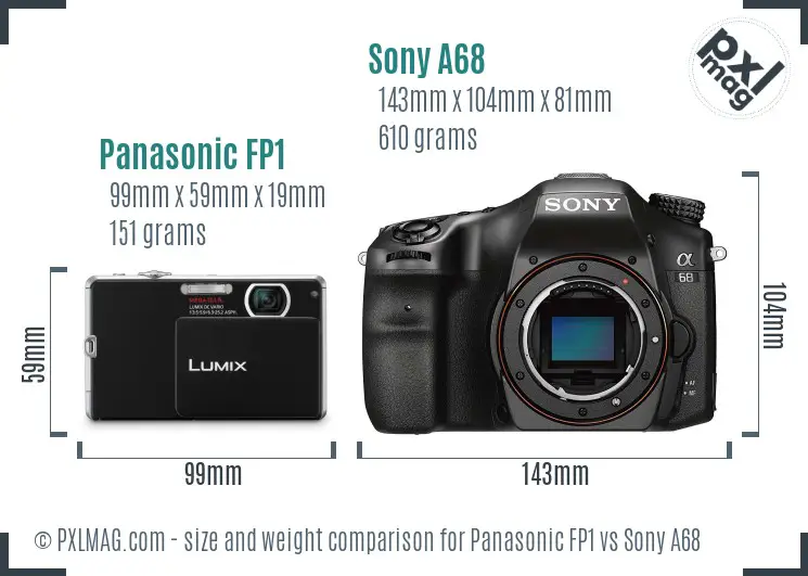 Panasonic FP1 vs Sony A68 size comparison