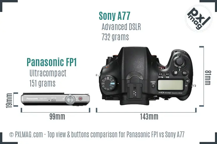 Panasonic FP1 vs Sony A77 top view buttons comparison