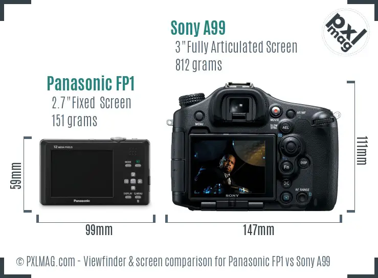 Panasonic FP1 vs Sony A99 Screen and Viewfinder comparison