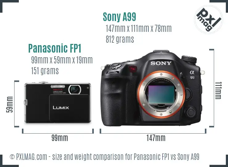 Panasonic FP1 vs Sony A99 size comparison