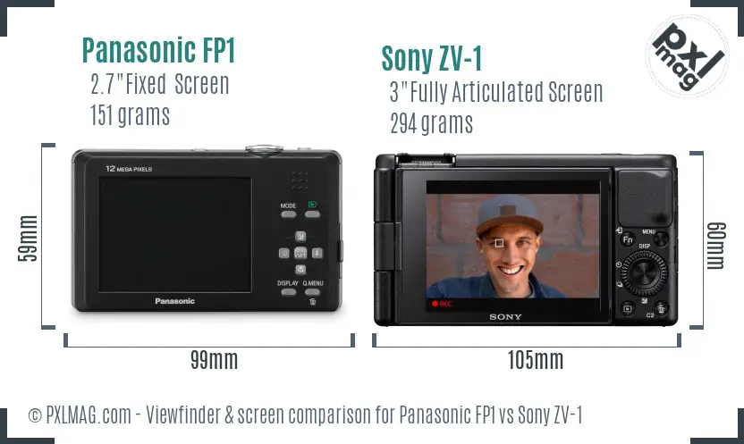 Panasonic FP1 vs Sony ZV-1 Screen and Viewfinder comparison